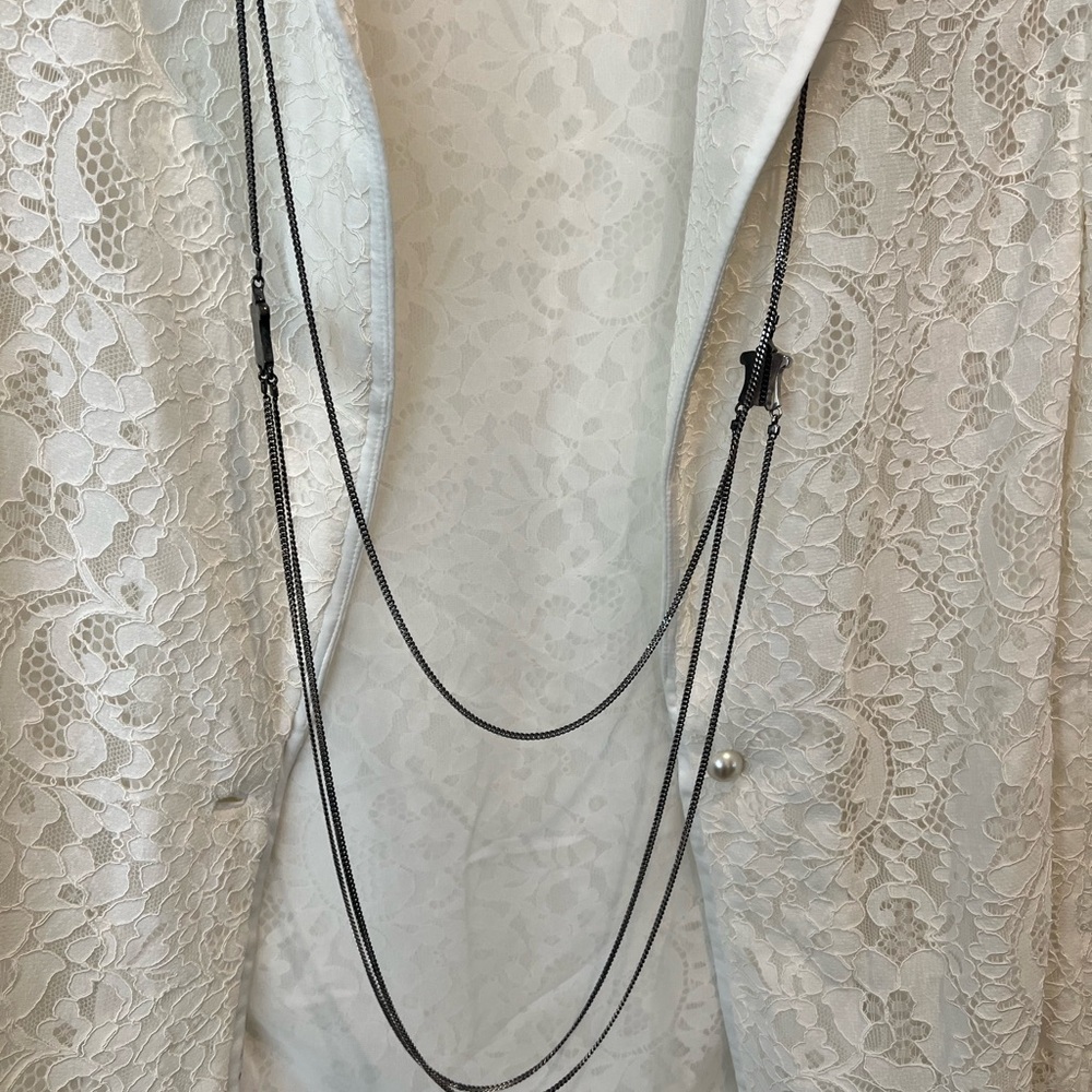 nib ONE TEASPOON Long Draped 30 inch Chain Stackable Necklace in Vintage Silver - Picture 4 of 6